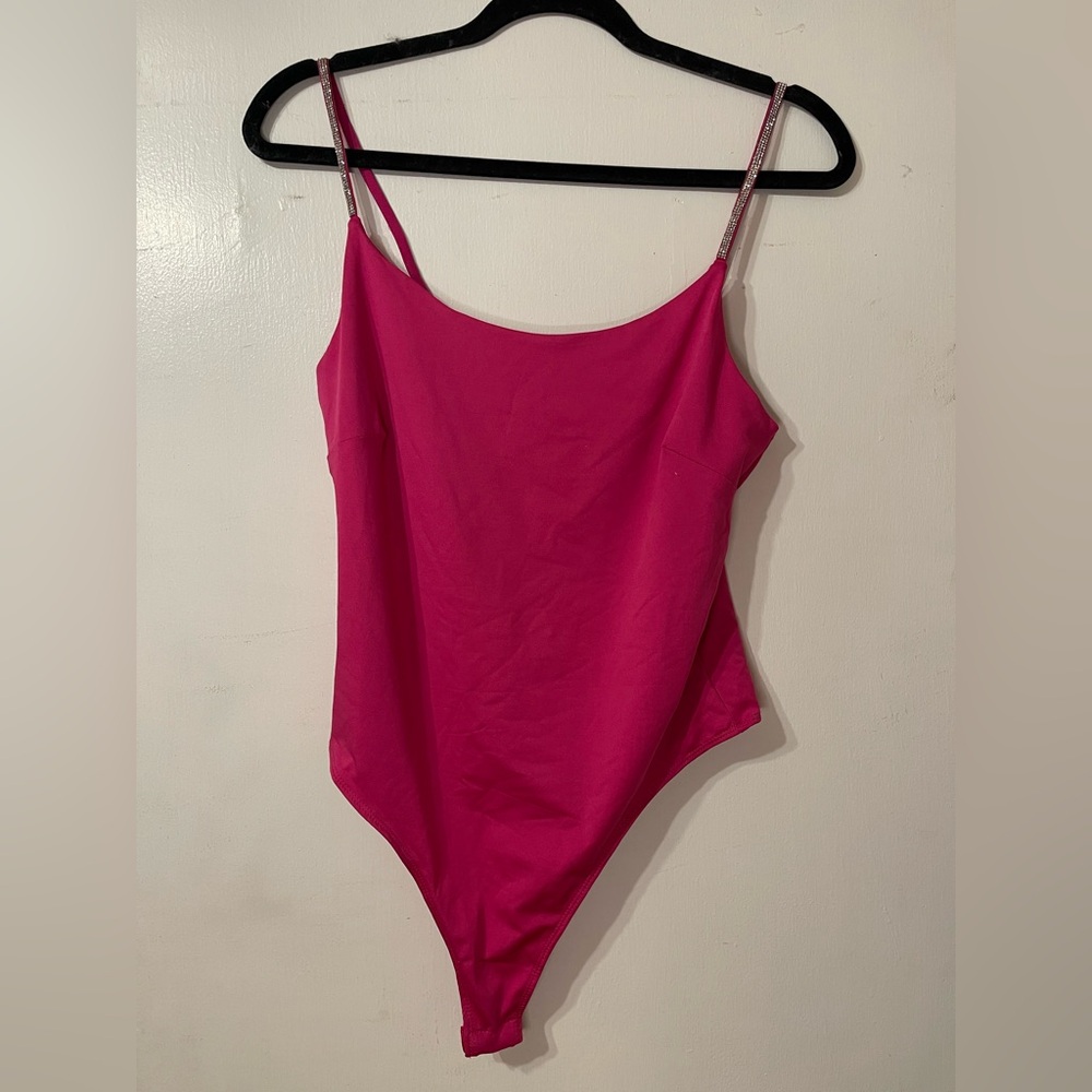 iris Hot Pink Bodysuit with Sparkle Straps